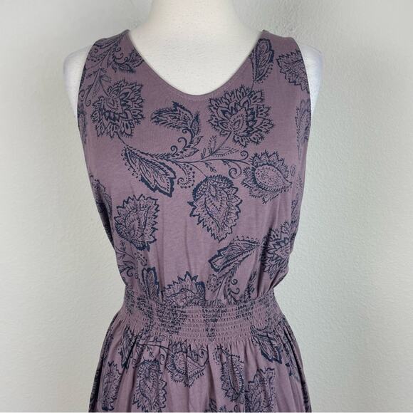 Garnet Hill Plum Navy Paisley Floral Knit Maxi Dress Small - Picture 3 of 8